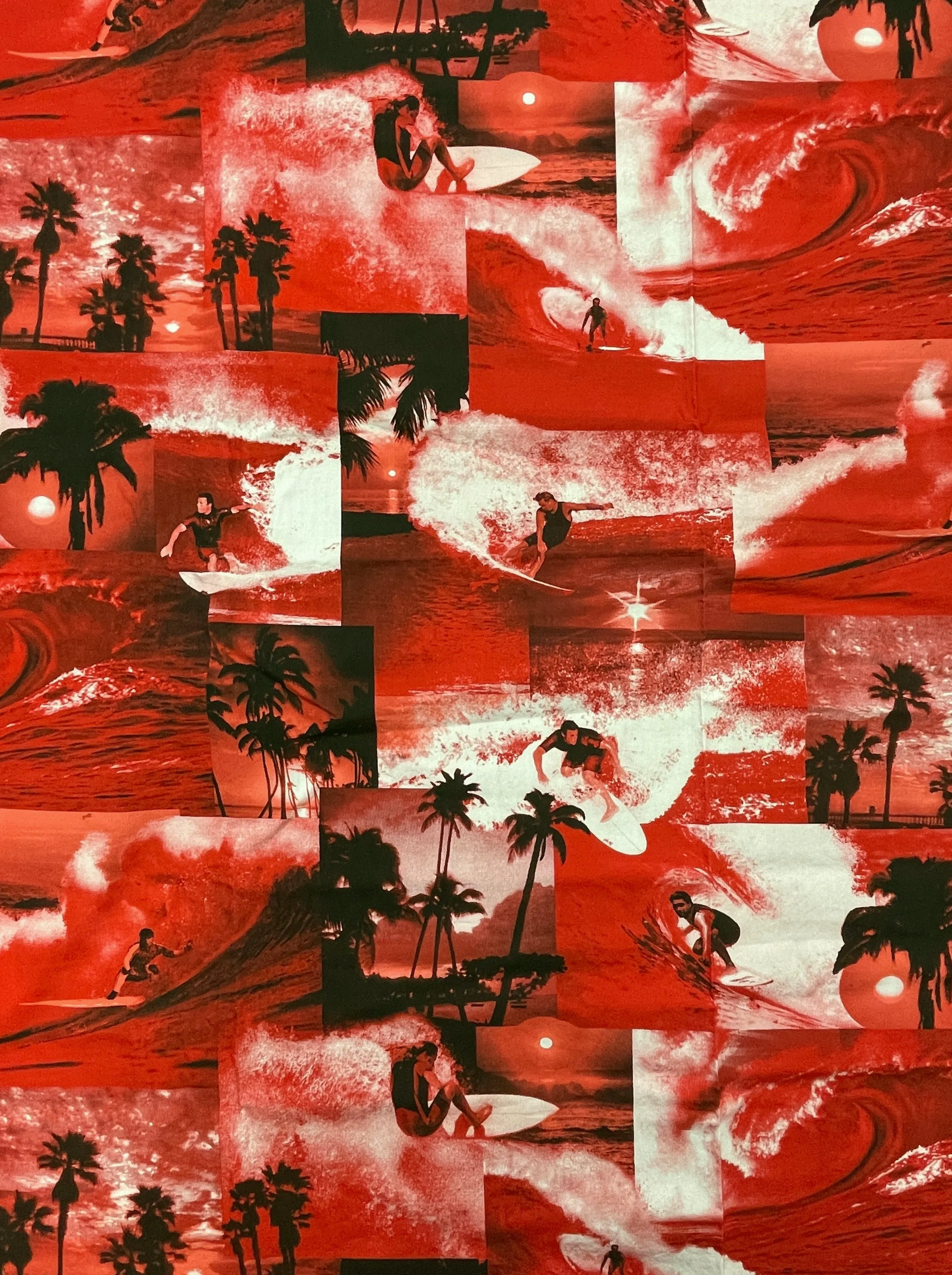 1 YD Quilting Cotton - Surfer Scenes in Red