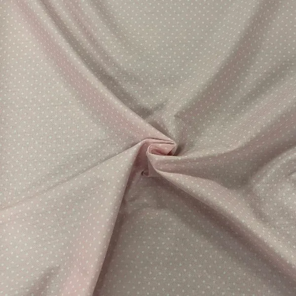 100% Cotton Poplin  - Spot - Pale Pink - Sold by Half Metre