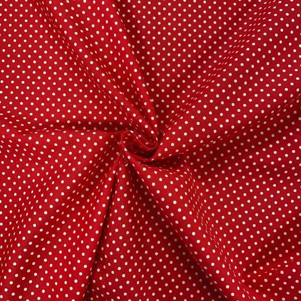 100% Cotton  - Rose and Hubble - Spot - Bright Red - Sold by Half Metre