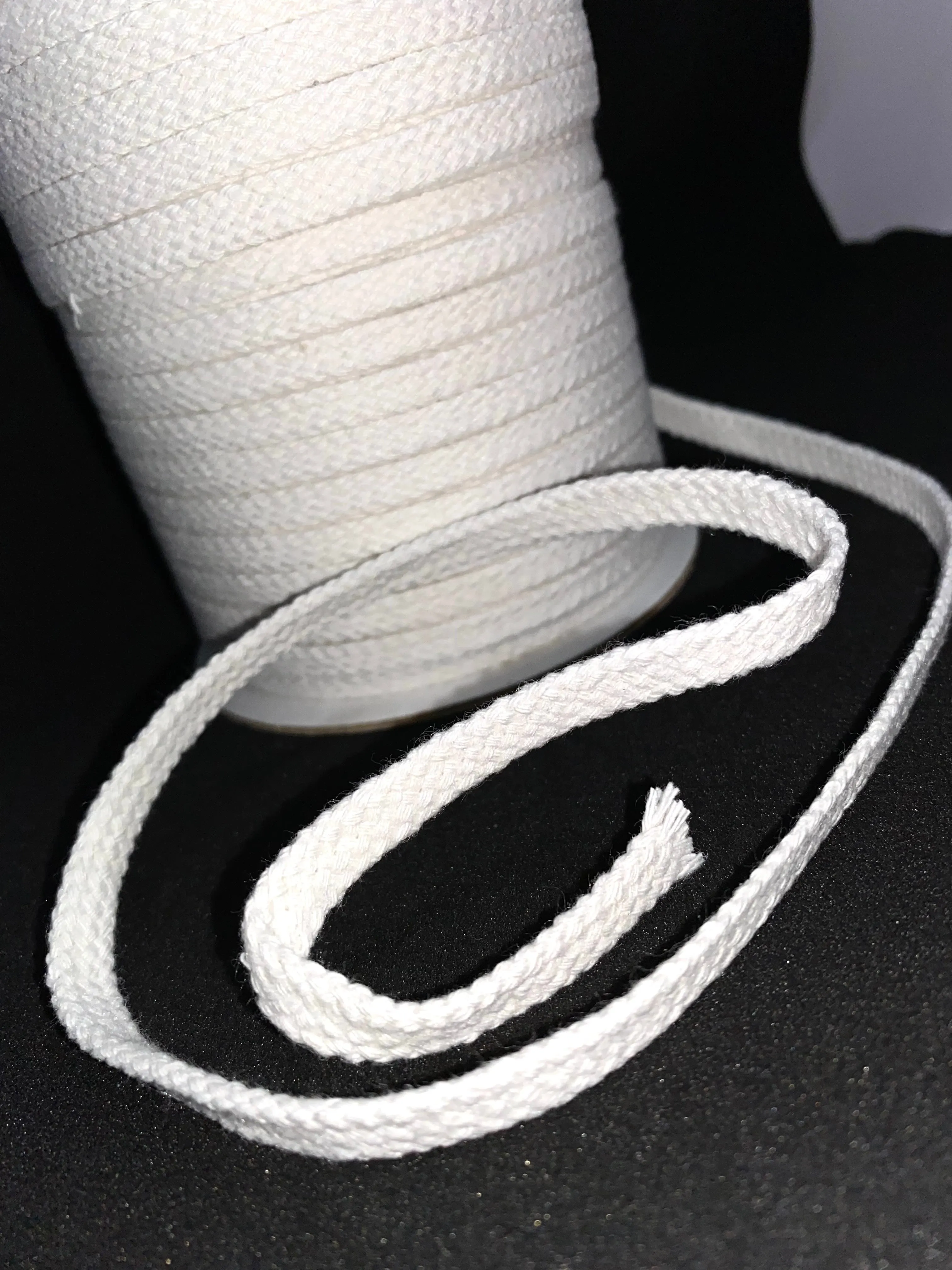 1/4" Black Flat Cotton Cord