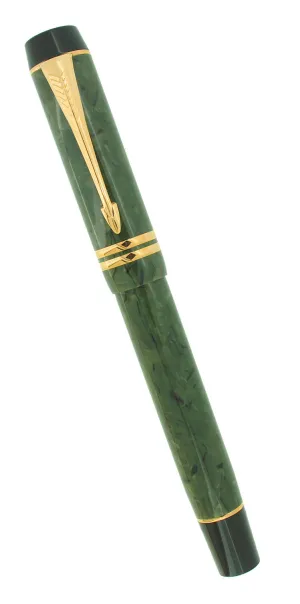 1996 PARKER INTERNATIONAL JADE DUOFOLD 18K MED NIB FOUNTAIN PEN NEVER INKED