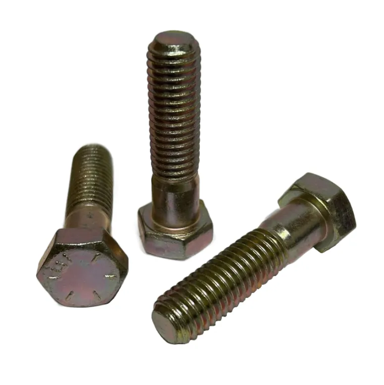 1" Coarse Thread Grade 8 Hex Cap Screws Yellow Zinc/Plain Bolts