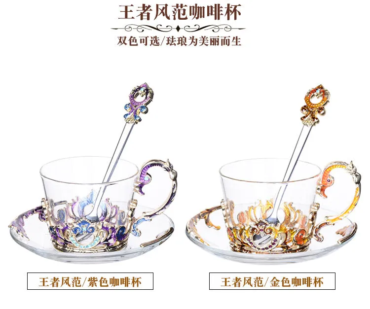 201-300ml enamel coffee cup set dish Saucer  Set European style mug cup tea cup tea set