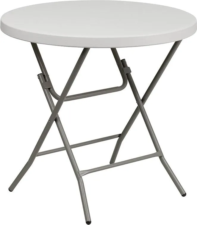 32" Round Granite White Plastic Folding Table