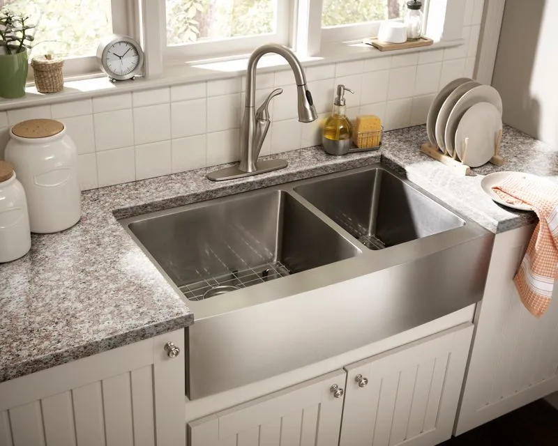 35.88" 50/50 Double-Basin Undermount Kitchen Sink in Brushed Stainless Steel (35.88" x 20.75" x 10")