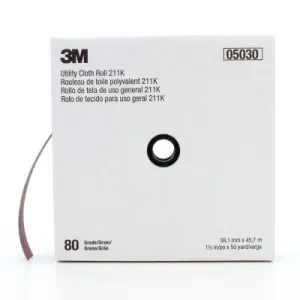 3M™ 211K Utility Cloth Sheets and Rolls, Aluminum Oxide, 1 1/2 in x 50 yd, 80 Grit, 051144-05030