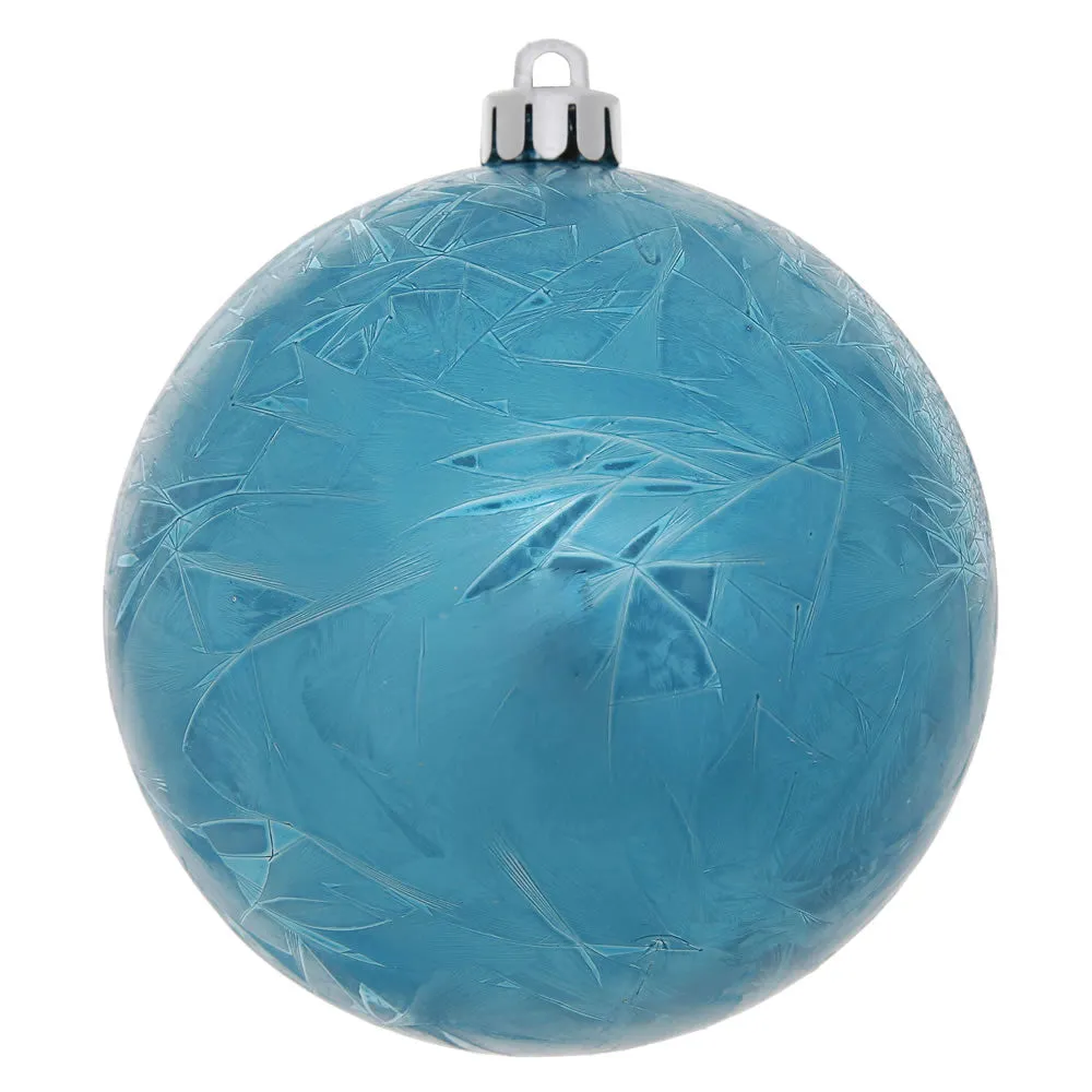 3" Turquois Crackle Ball Ornament UV Drill 12/Bg