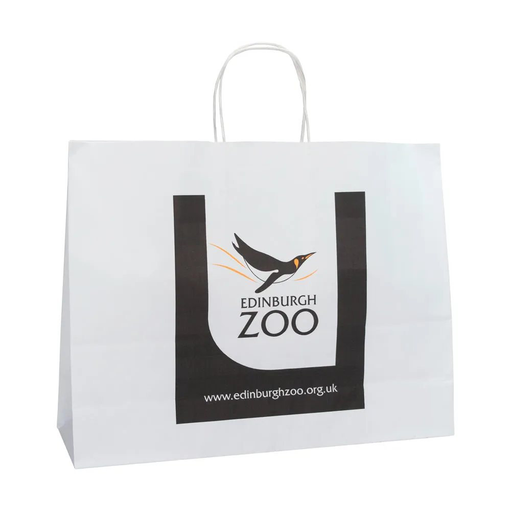 400x120x310mm White Printed Paper Carrier Bags