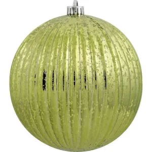 6PK - 4" Green Mercury Pumpkin Ball Shatterproof Christmas Ornaments