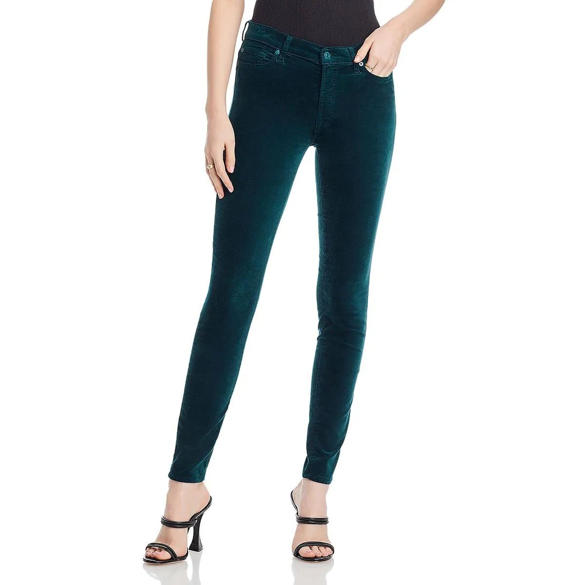 7 For All Mankind Womens Velvet High Rise Skinny Jeans