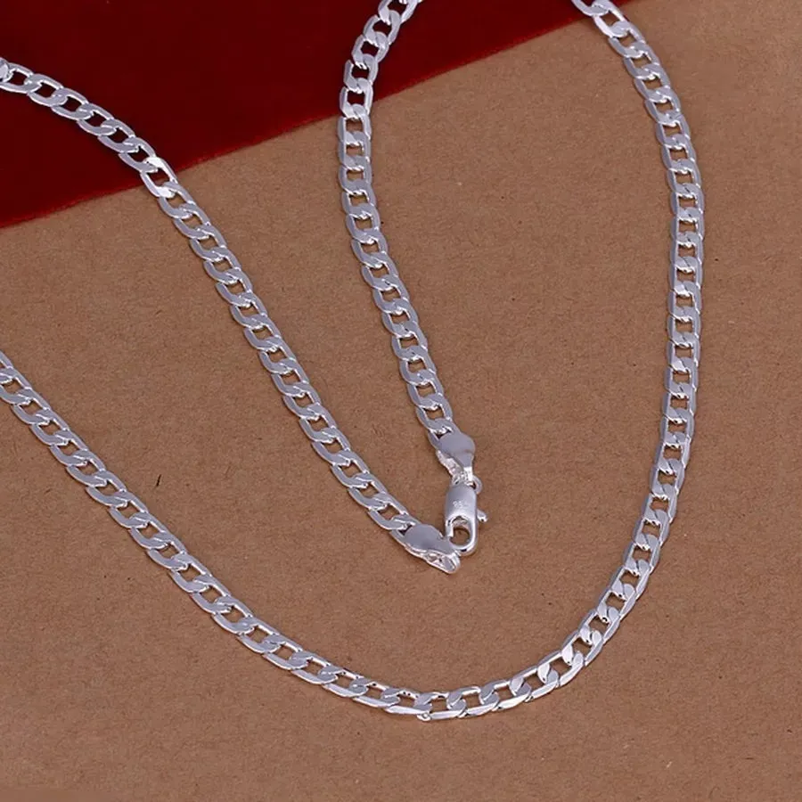 92516-30inch Silver color exquisite noble luxury gorgeous charm fashion   4MM chain women men necklace  jewelry N132