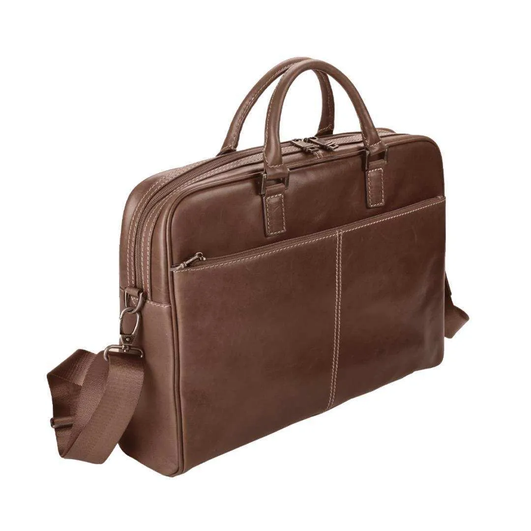 Adpel Arizona Leather Rogatta 15.4-inch Laptop Computer Bag - Brown