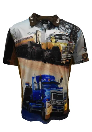 Adult Short Sleeve Sun Shirt - Trucks