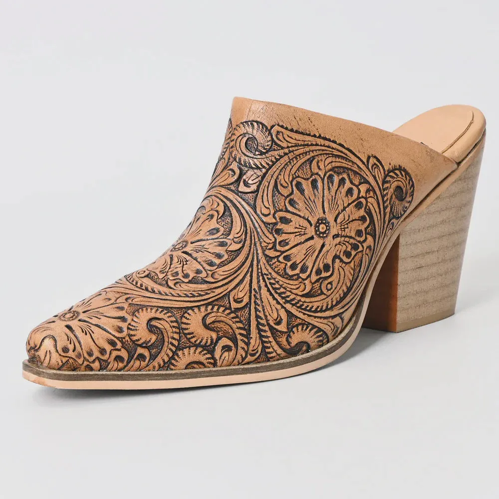 American Darling Women's Slide Mule Leather Tooled