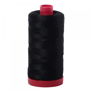 Aurifil 12wt Mako Cotton Thread | Black (#2692) | 356 yds