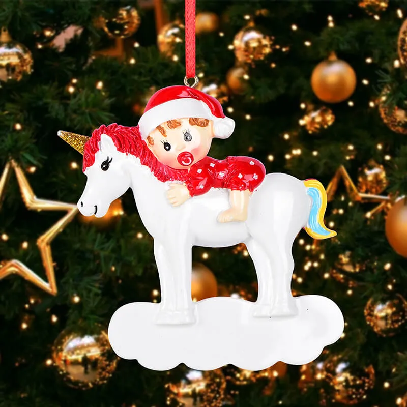 Baby With Unicorn Personalized Christmas Ornament # 61573