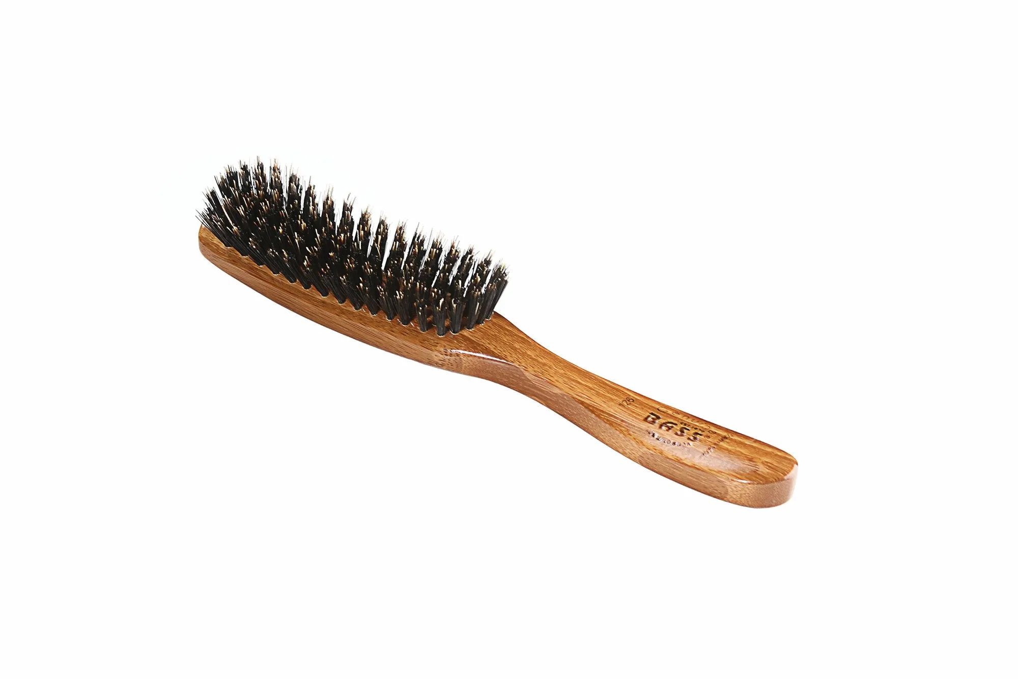 Bass 126 Dark Bamboo 7 Row Contour Hairbrush with Firm Natural Bristles