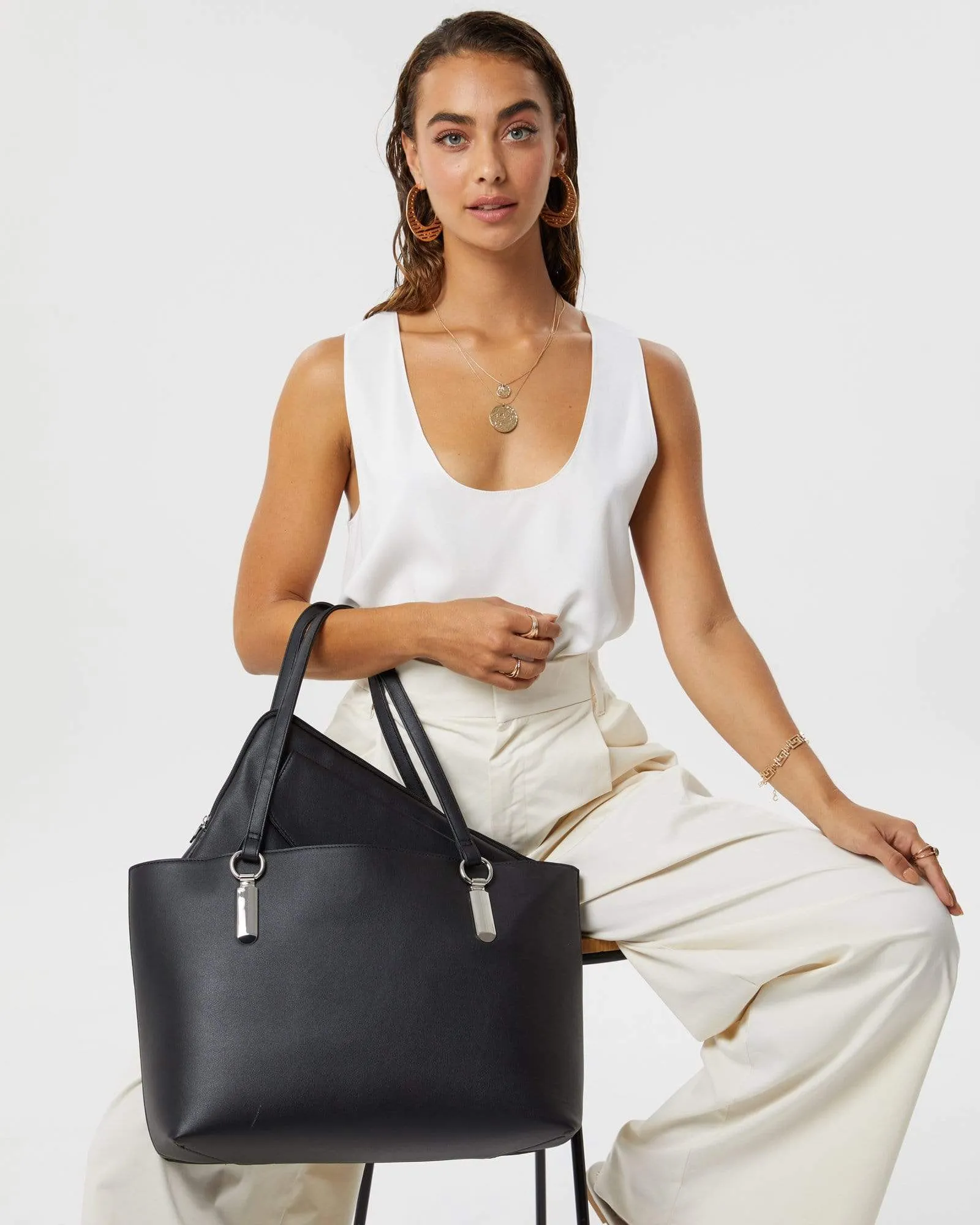 Black And Silver Angelina Tote Bag