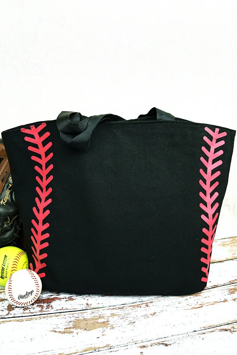 Black Baseball Laces Tote Bag