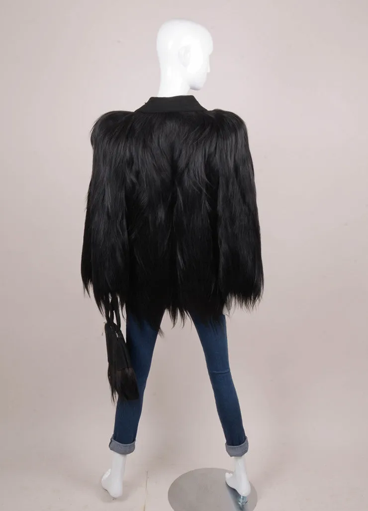 Black Genuine Monkey Fur Coat With Matching Bag