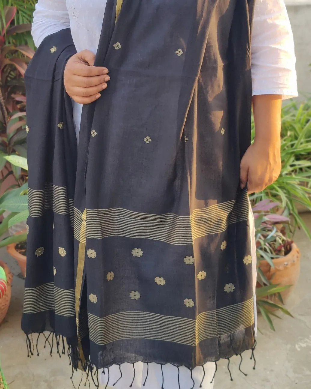 Black Jamdani Dupatta