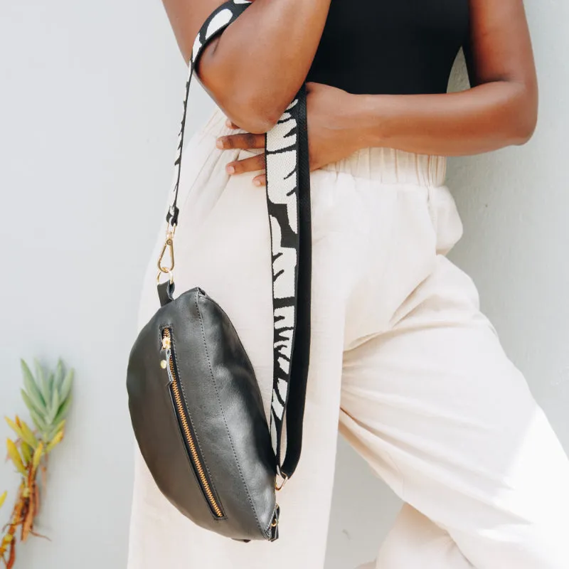 Black Leather Bum Bag (w Silver Fittings)