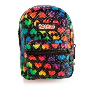 Black Rainbow Hearts BooBoo Mini Backpack - 11cm x 5cm x 15cm