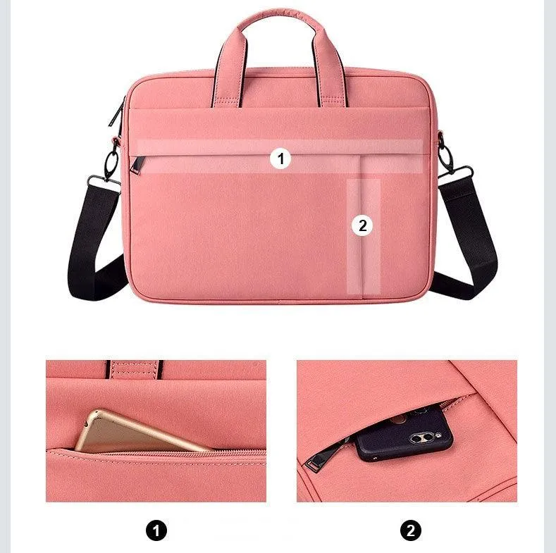 Brinch Waterproof Casual Business Side Zipper Designed Laptop Bag-Pink