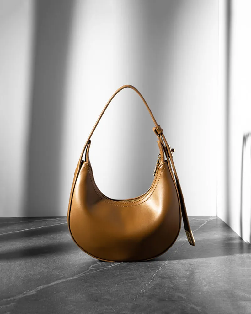 Buckle Strap Leather Shoulder Hobo Bag