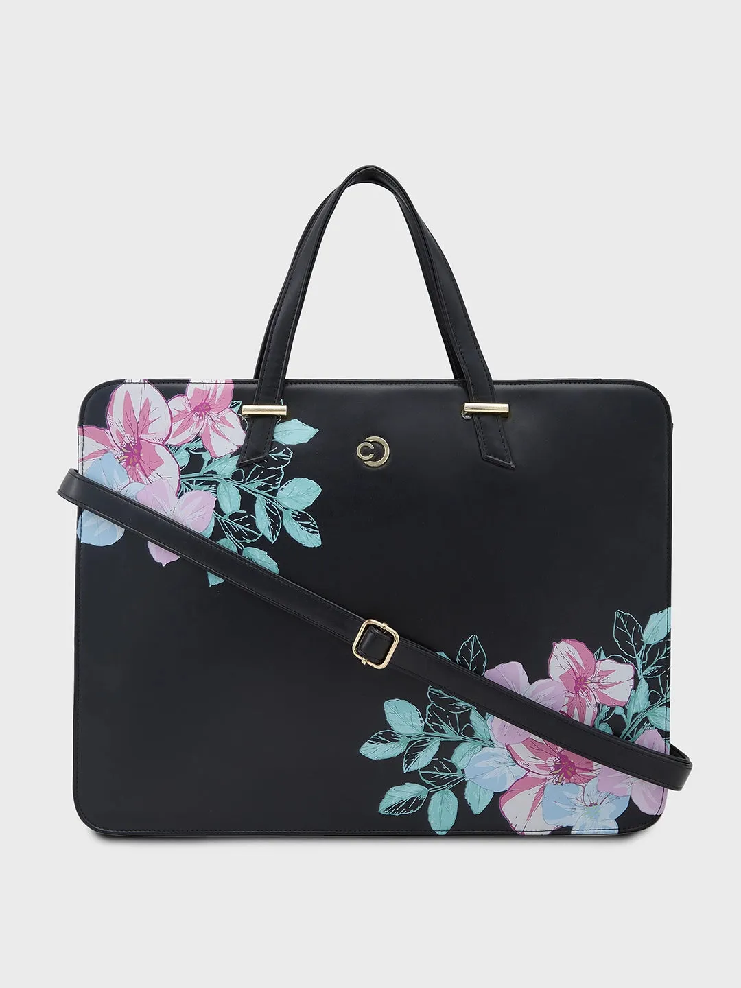 Caprese Shanaya Laptop Bag Large Printed Black