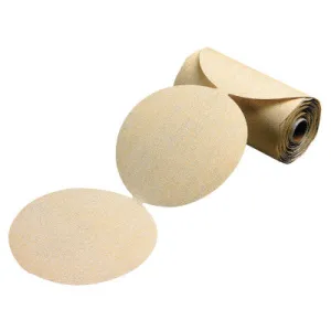 Carborundum Gold Aluminum Oxide Dri-Lube Paper Discs, 5 in Dia., P180 Grit, 05539520119