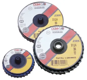 CGW Abrasives Flap Discs, Mini, Zirconia, Quick Change, Type R, 2 in, 120 Grit, 24,000 rpm, 30006