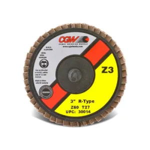 CGW Abrasives Flap Discs, Mini, Zirconia, Quick Change, Type R, 2 in, 40 Grit, 24,000 rpm, 30002