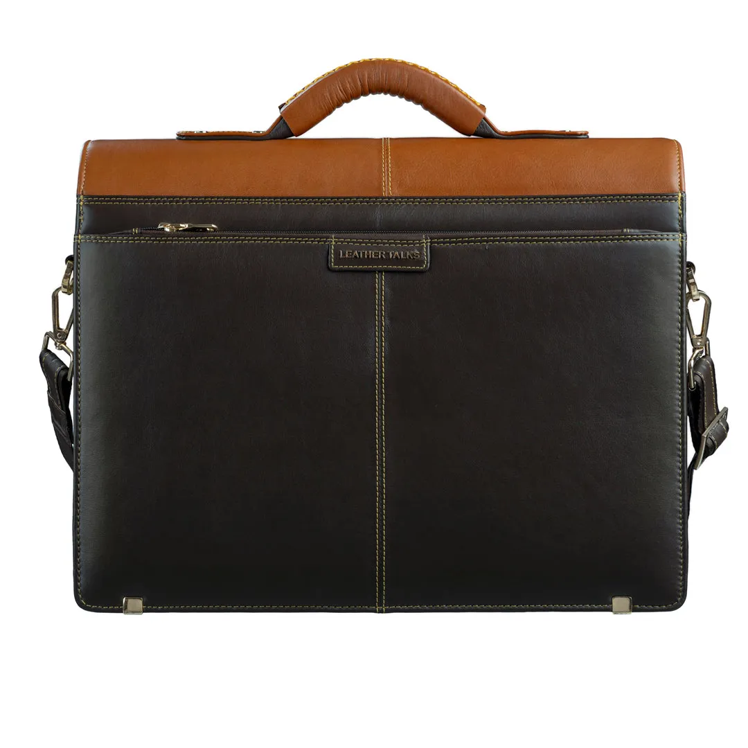 Chris Brown I | Luxury Leather Laptop/Office Bag | Genuine Leather Folio Bag | For Men | Color: Tan