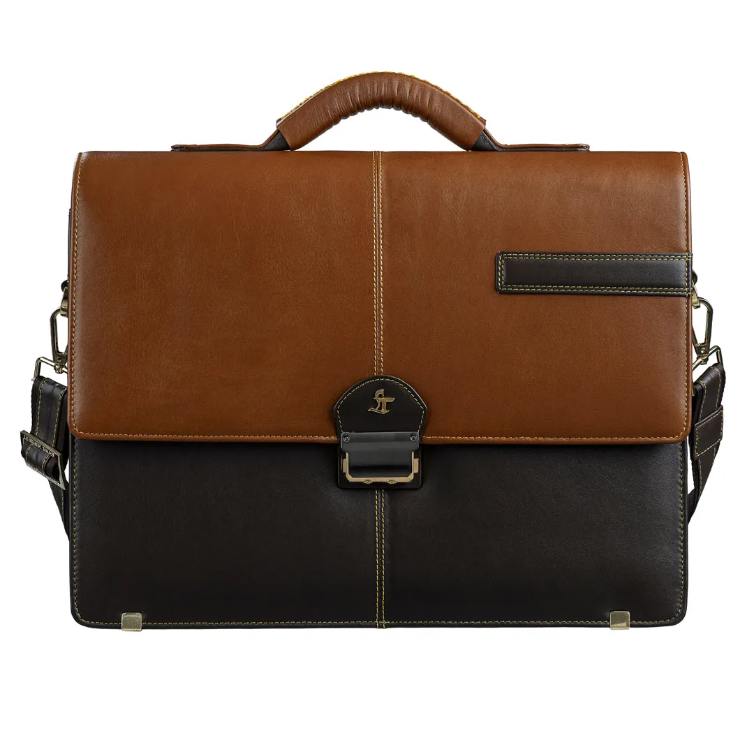 Chris Brown I | Luxury Leather Laptop/Office Bag | Genuine Leather Folio Bag | For Men | Color: Tan