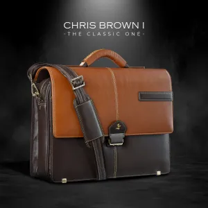 Chris Brown I | Luxury Leather Laptop/Office Bag | Genuine Leather Folio Bag | For Men | Color: Tan