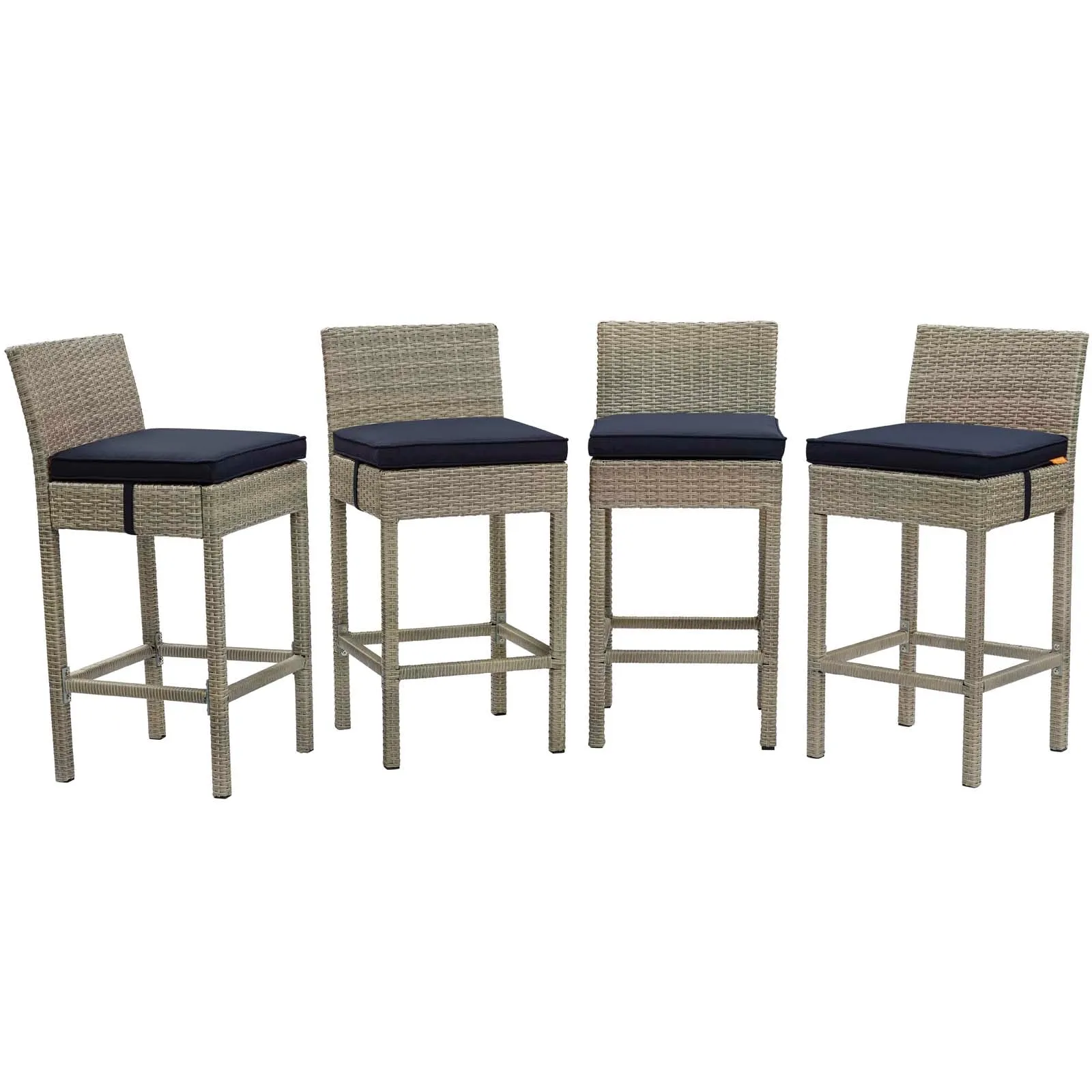 Conduit Bar Stool Outdoor Patio Wicker Rattan Set of 4 by Modway