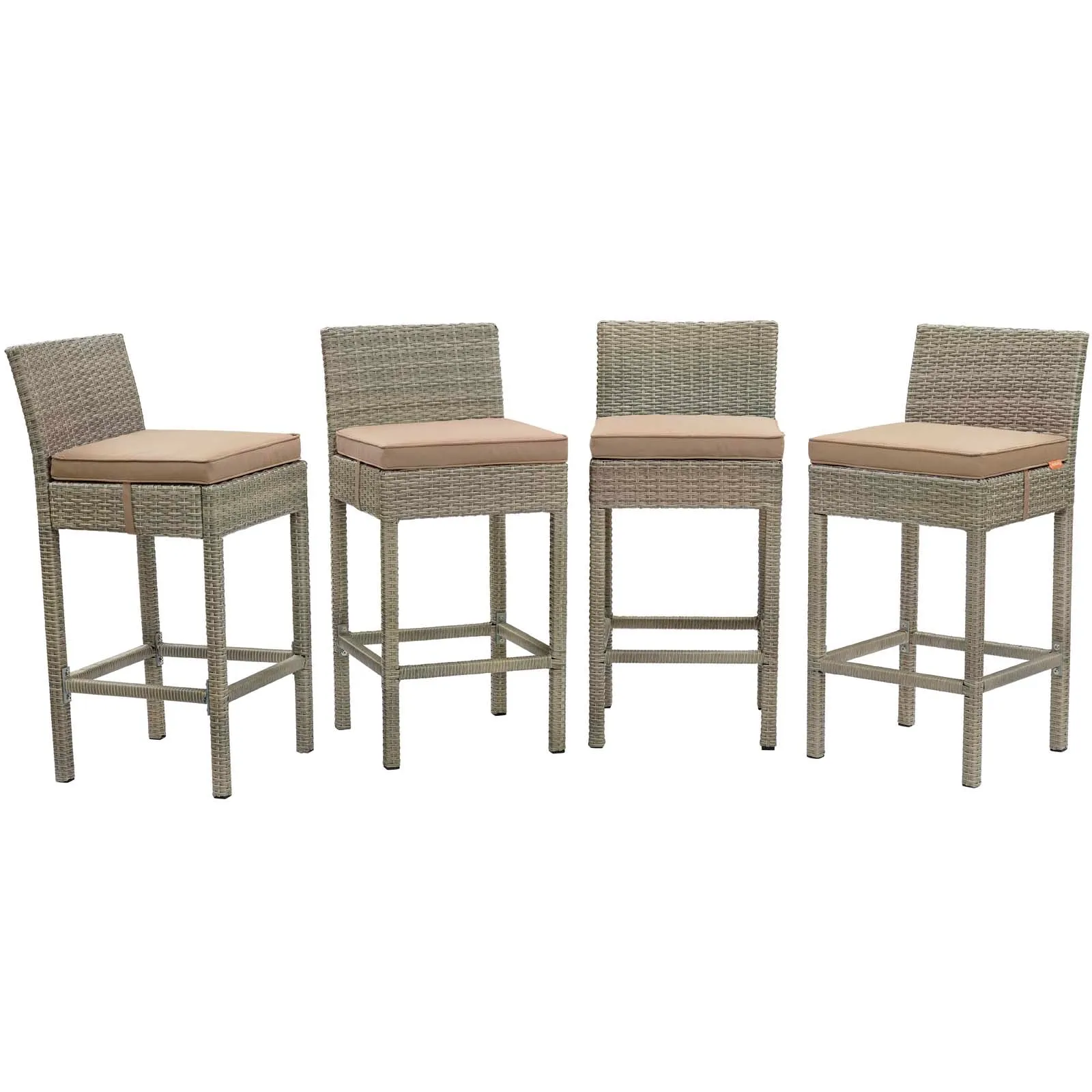 Conduit Bar Stool Outdoor Patio Wicker Rattan Set of 4 by Modway