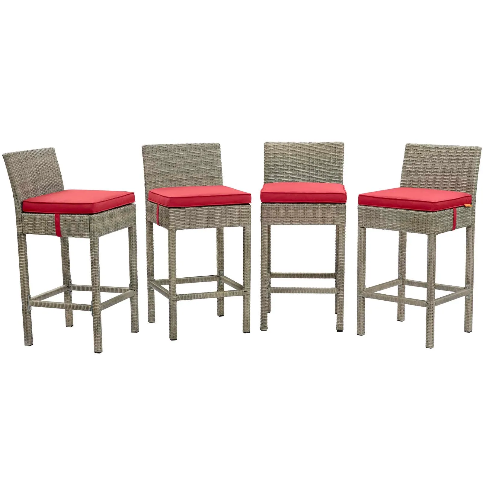 Conduit Bar Stool Outdoor Patio Wicker Rattan Set of 4 by Modway