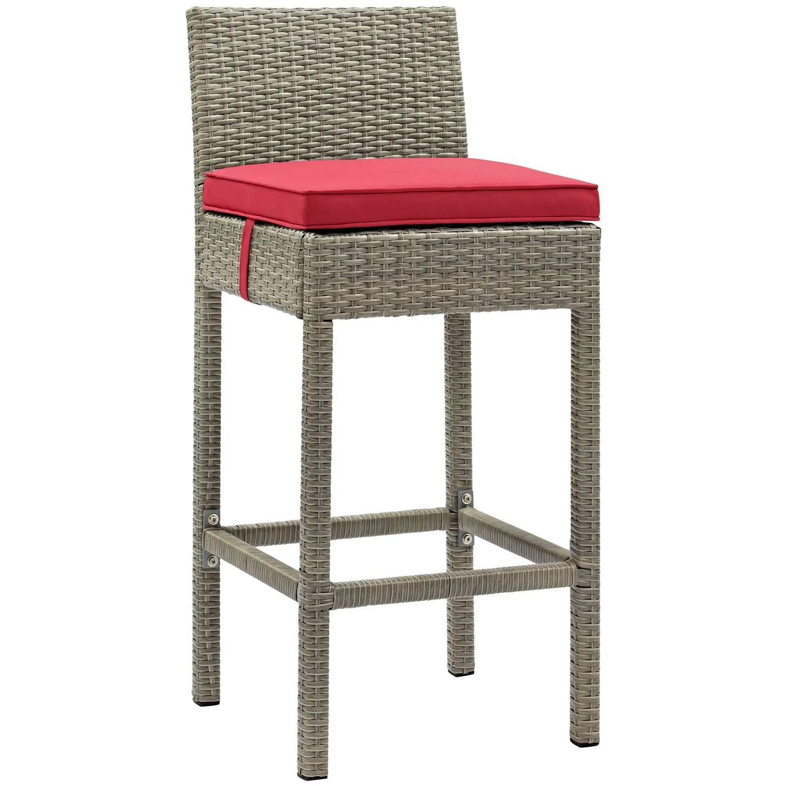 Conduit Bar Stool Outdoor Patio Wicker Rattan Set of 4 by Modway