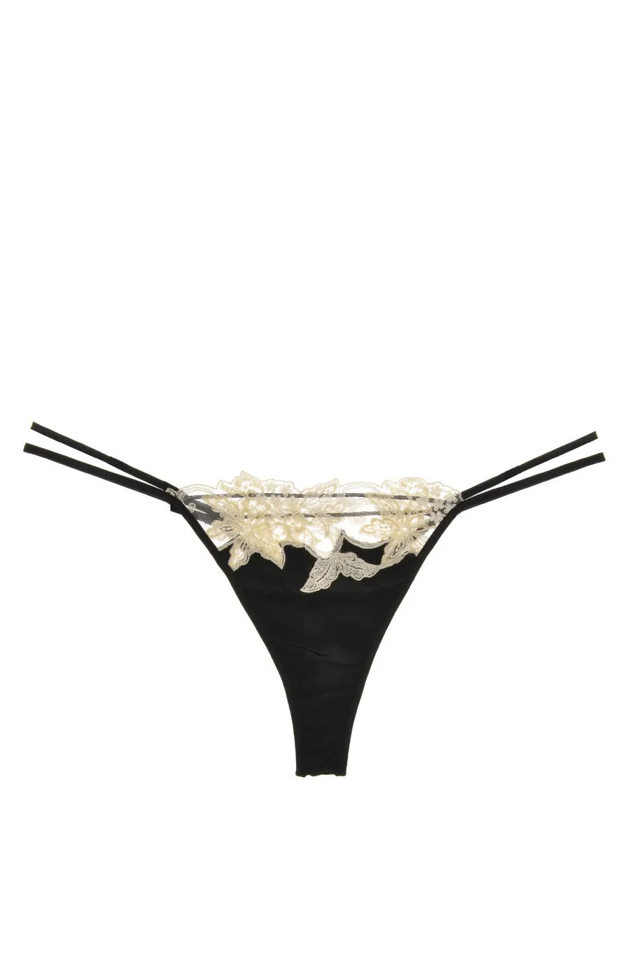 COTTON CLUB SATIN White Lace Thong