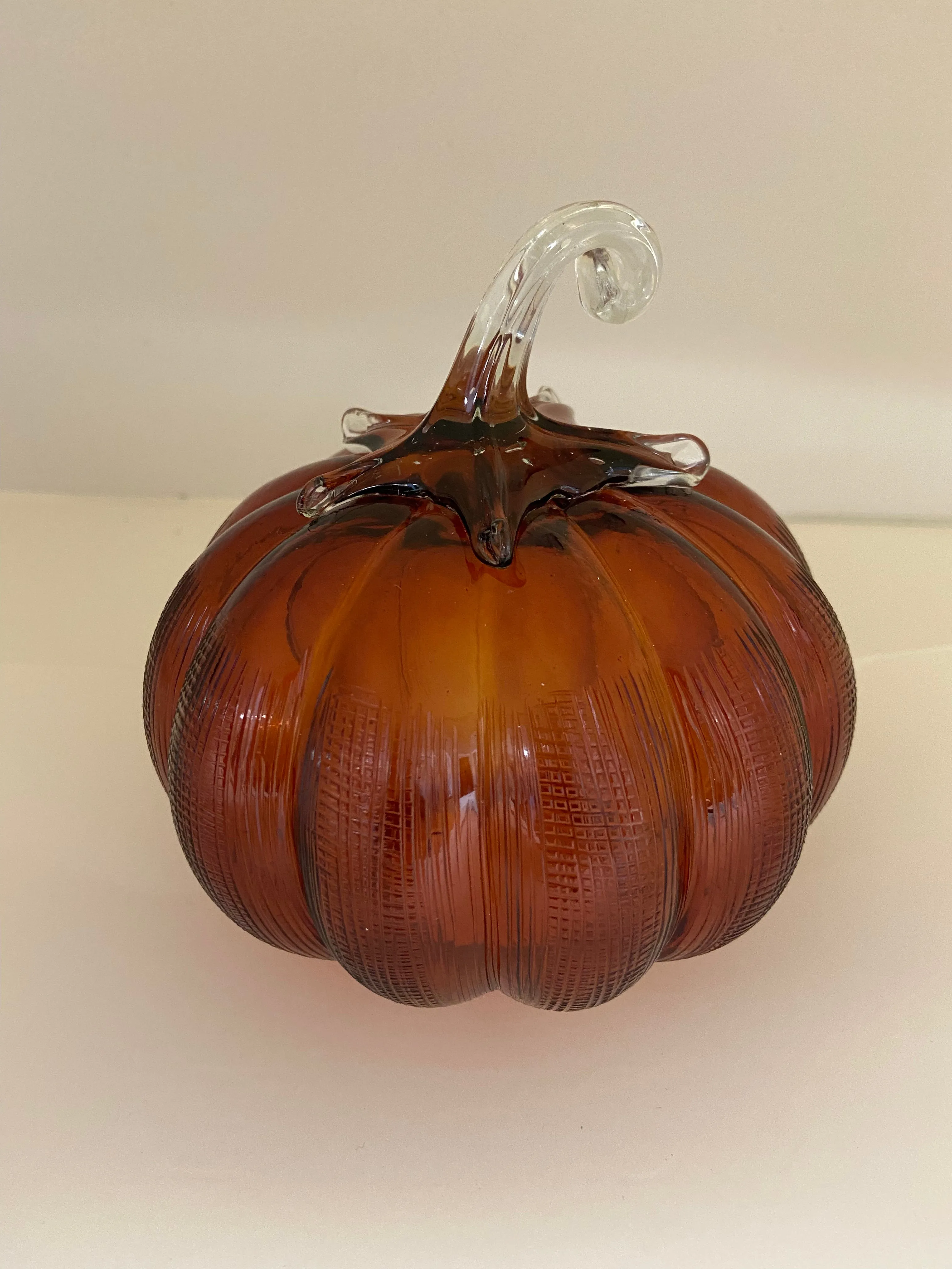 Cross Hatch Glass Pumpkin