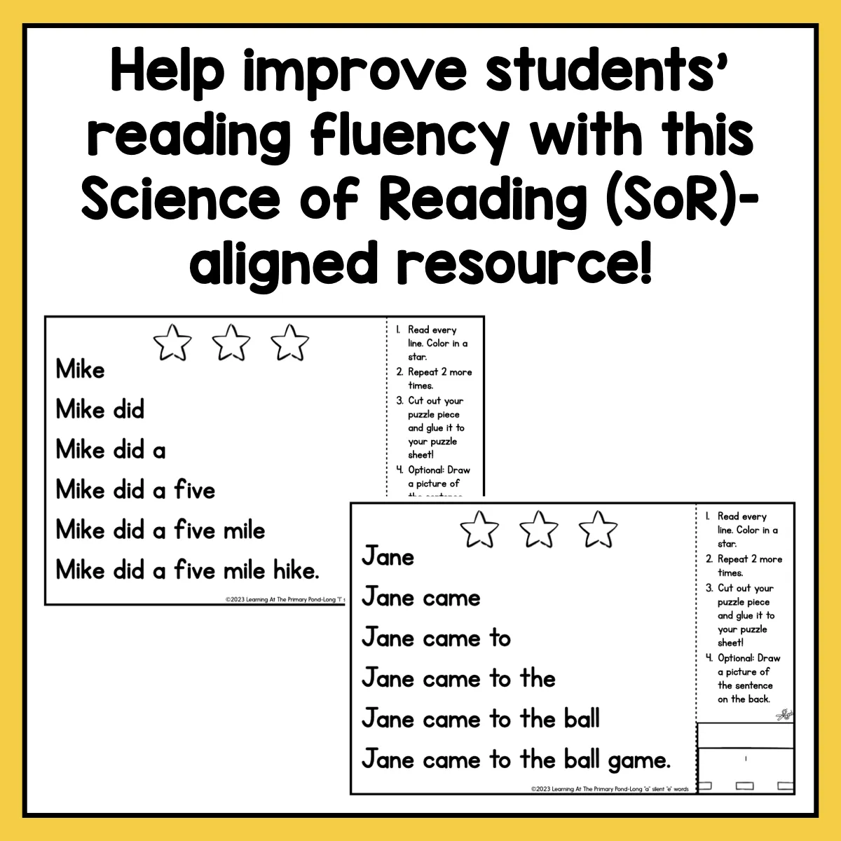 Decodable Sentence Fluency Pyramids | Silent E Set