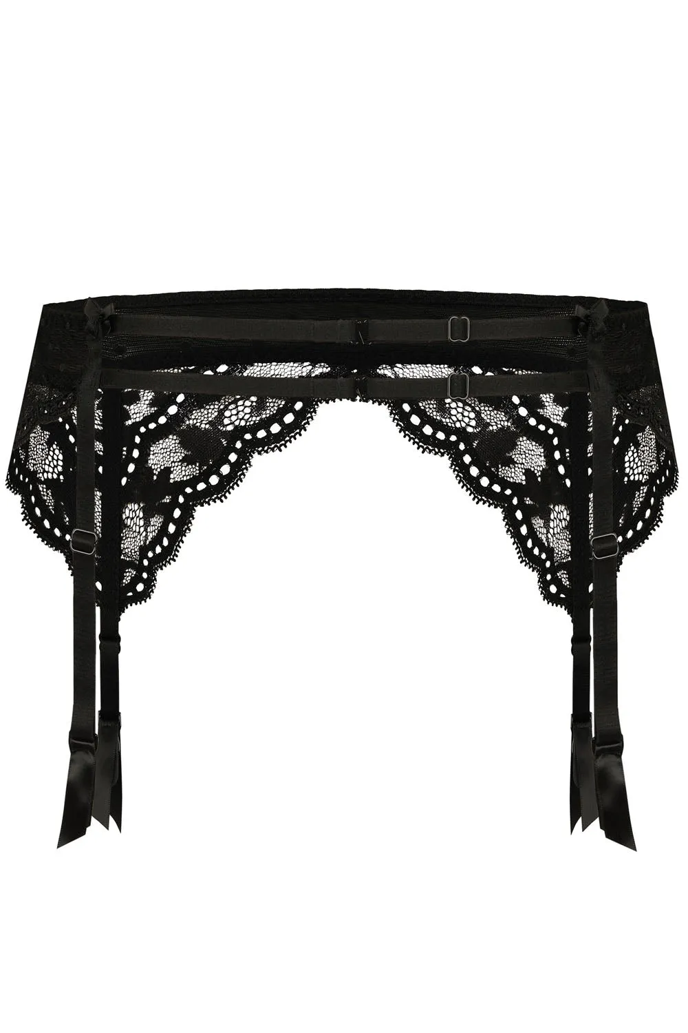 Delicate black lace suspender belt