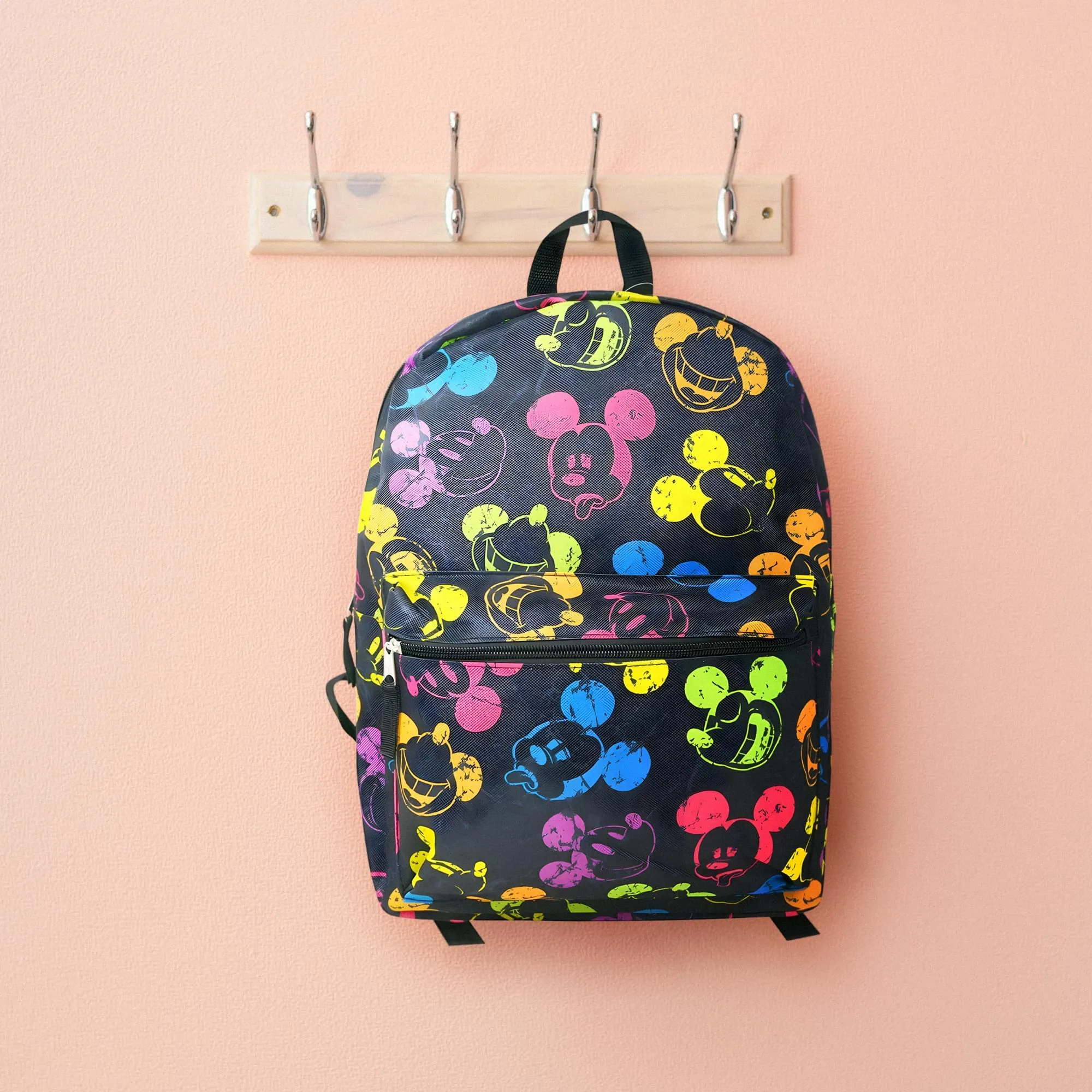 Disney Mickey Mouse Neon Heads 16 Inch Kids Backpack