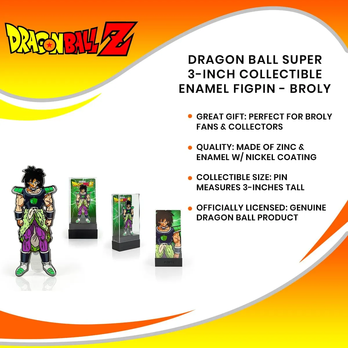 Dragon Ball Super 3-Inch Collectible Enamel FiGPiN - Broly #217 Toynk Exclusive