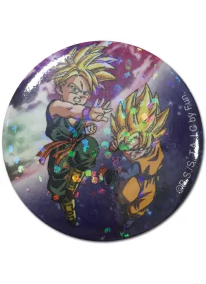 Dragon Ball Z - Super Saiyan Trunks And Son Goten Glitter Button