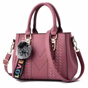 Embroidery Fur Ball Handbag