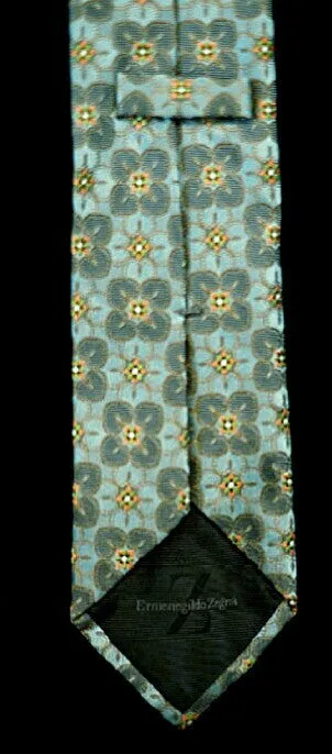 Ermenegildo Zegna- Teal/Blue Floral Woven Silk Tie