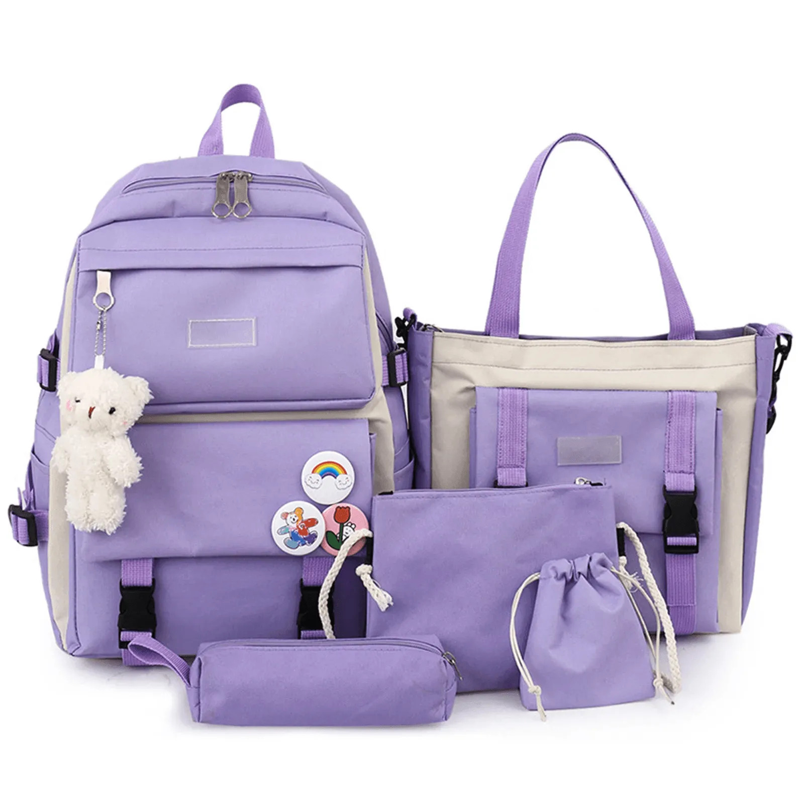 Fashion Student Backpack - 5 Pcs Set